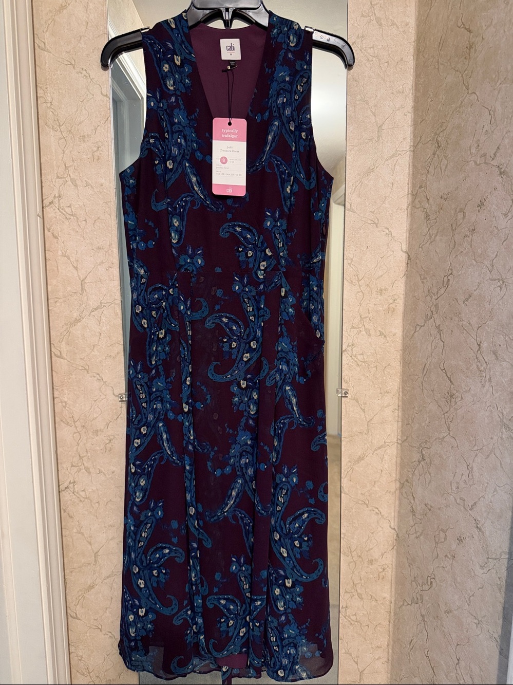 Gilli Deep Plum Maxi Dress with Blue Paisley